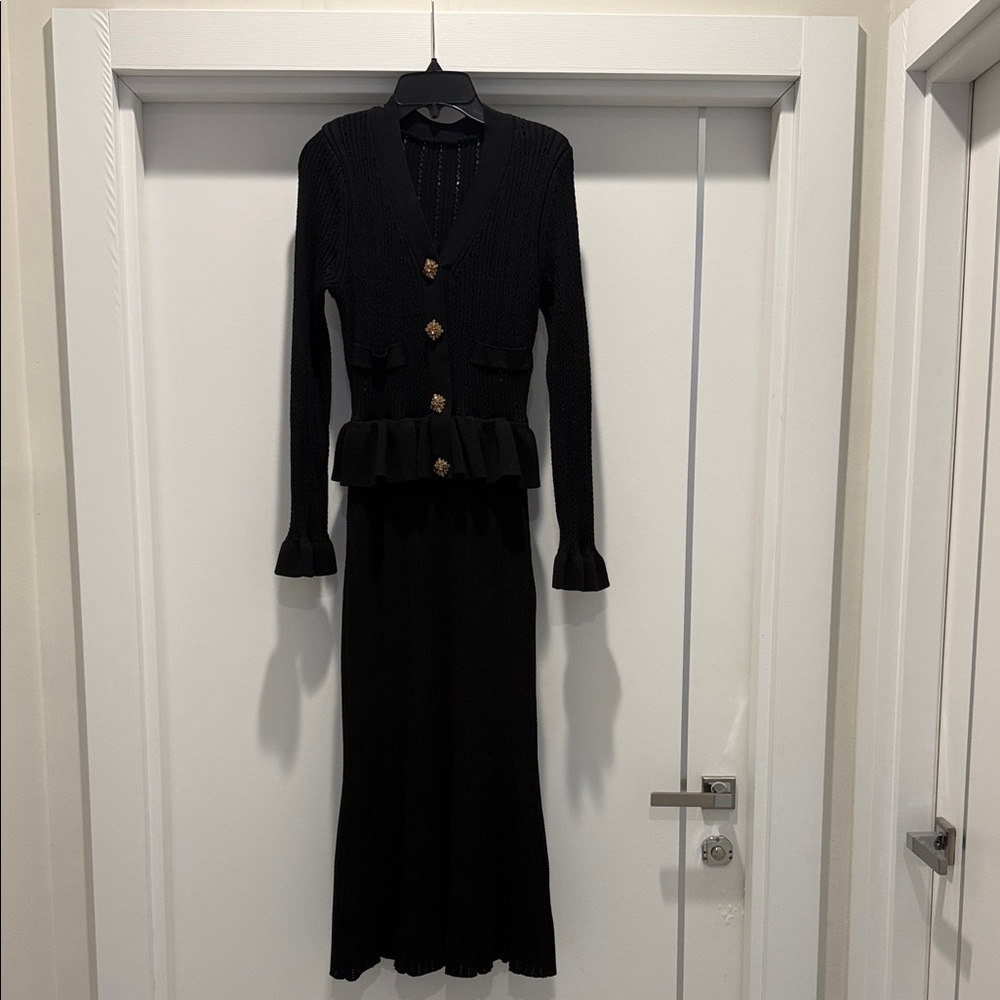 Black Knit Peplum Dress